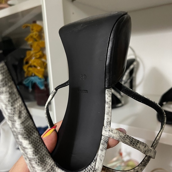 Alexander Wang high heels sandals 10cm thin heels black grey snakeskin - Picture 5 of 8